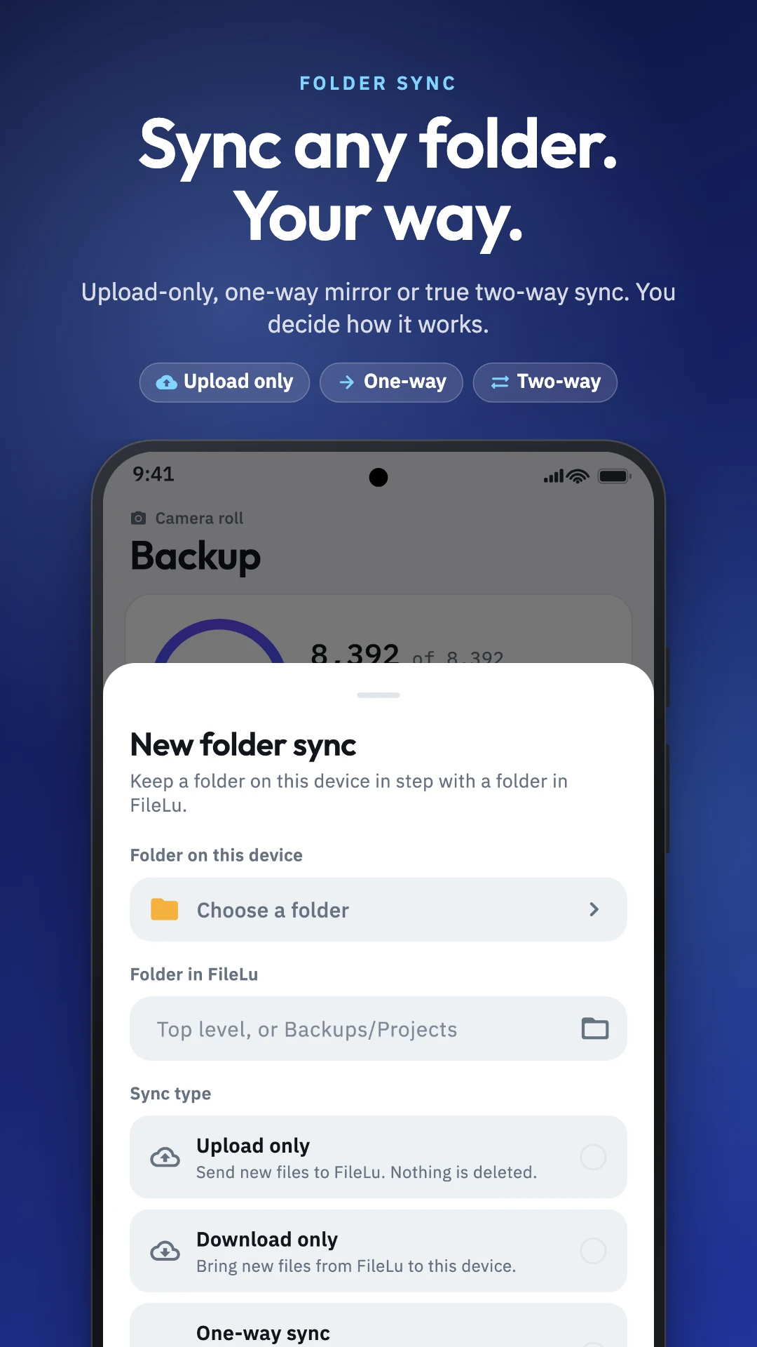 Sync any folder, your way