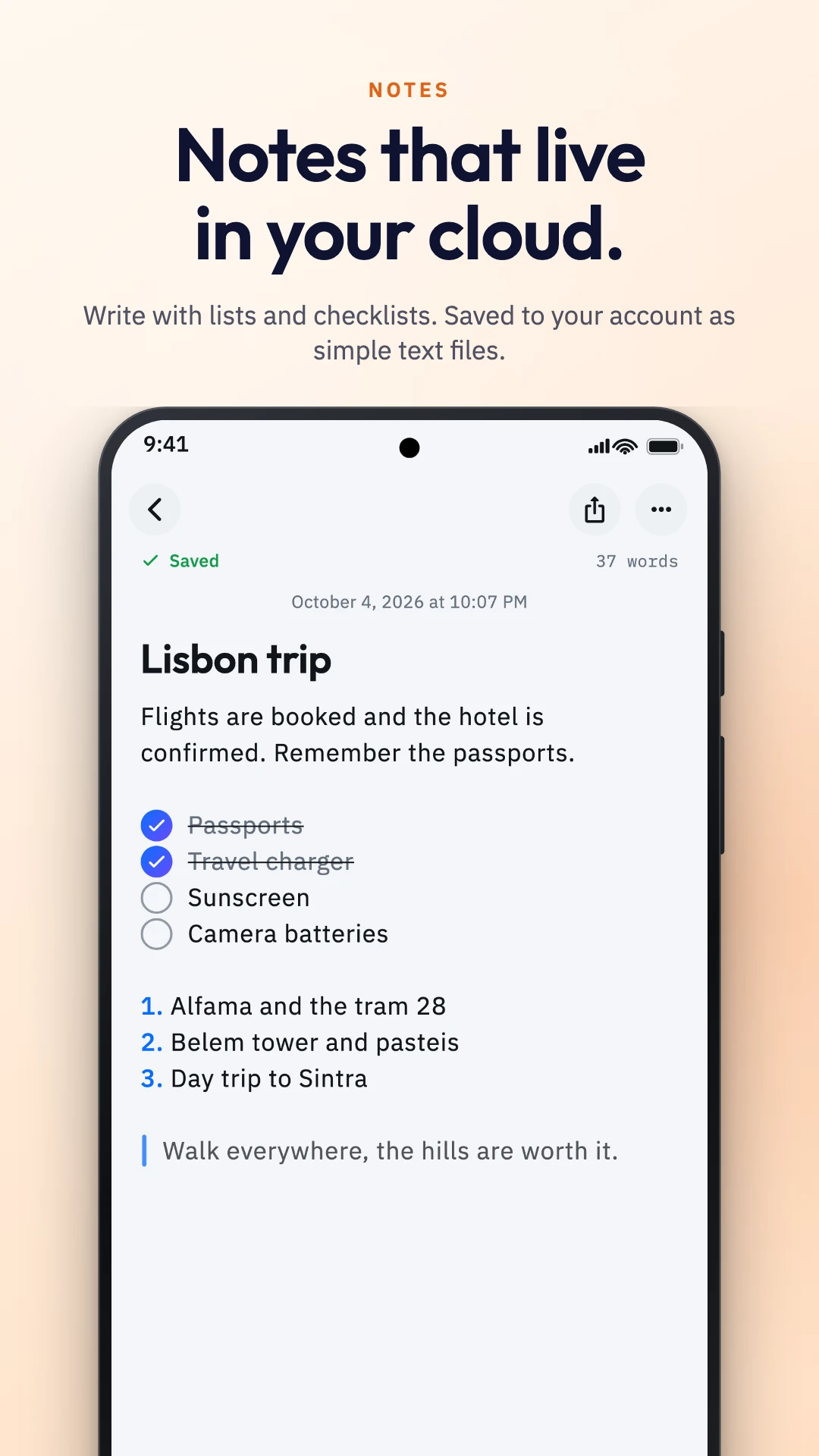 Notes that live in your cloud