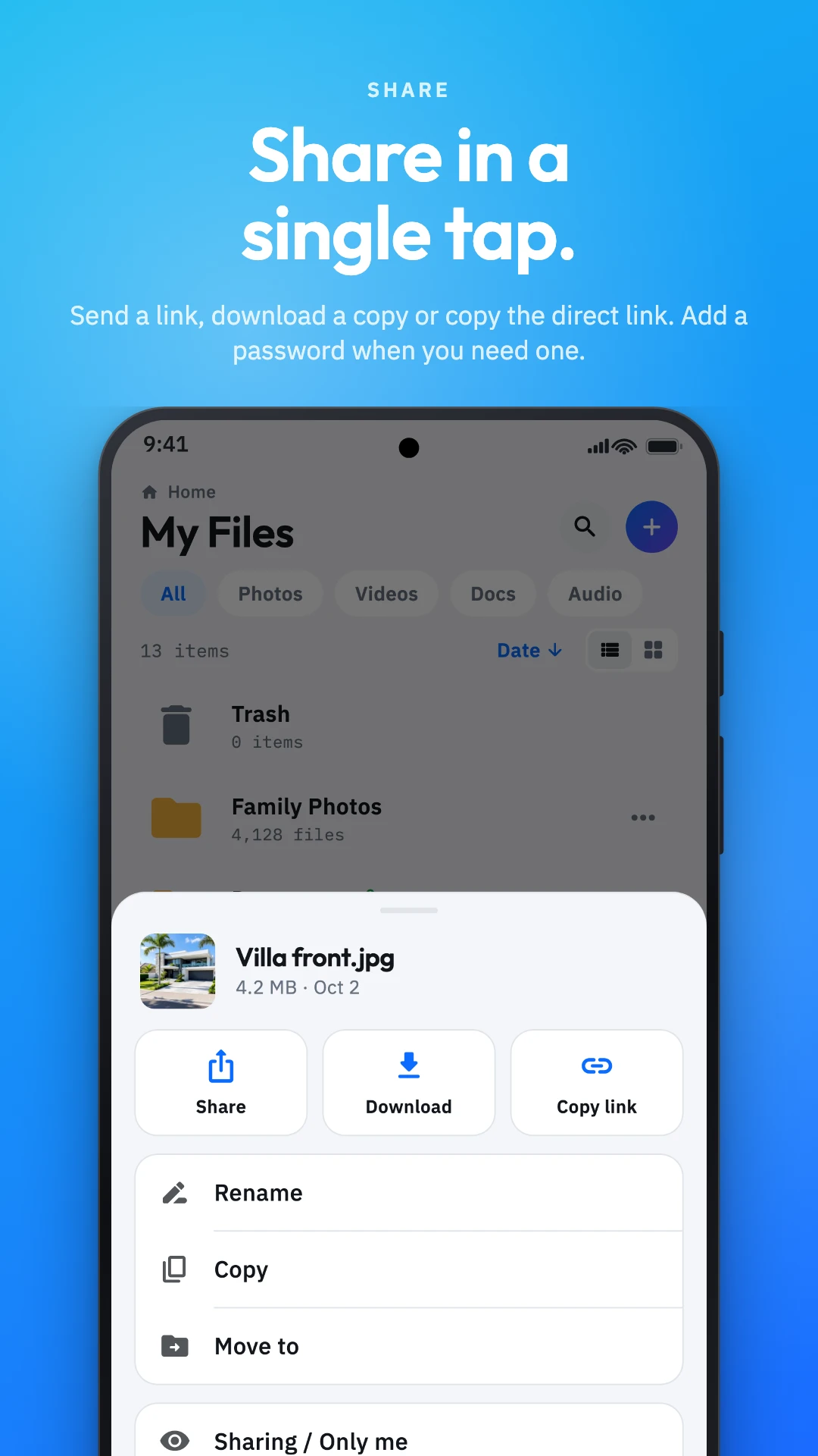 Share in a single tap