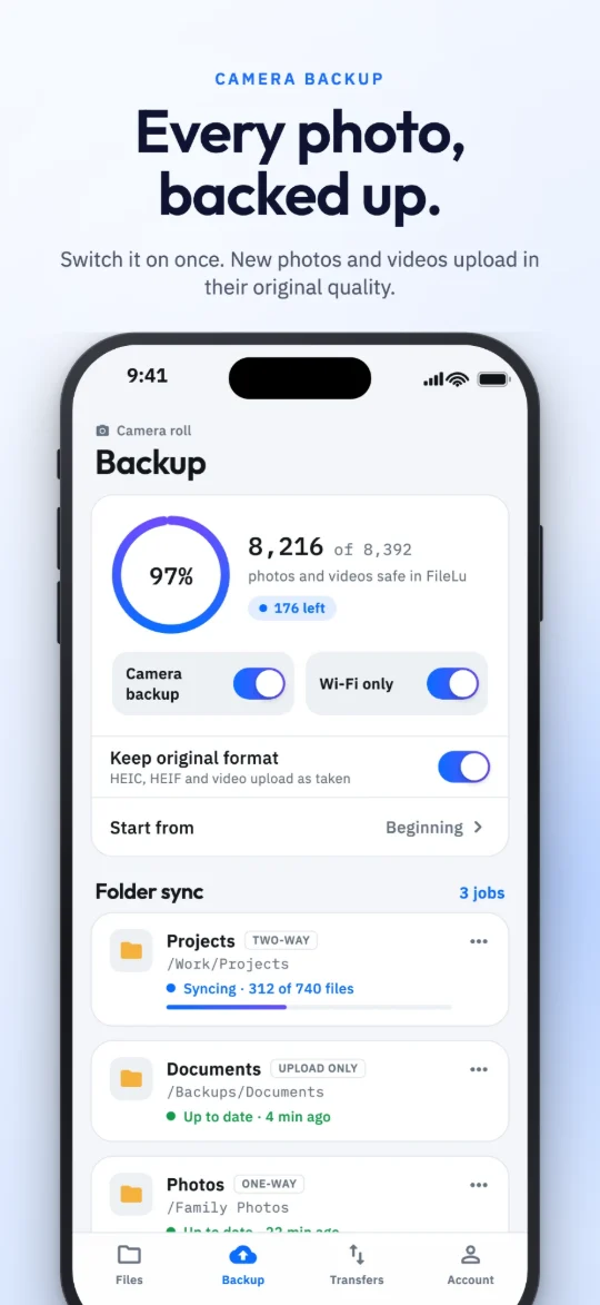 Camera backup: every photo, backed up