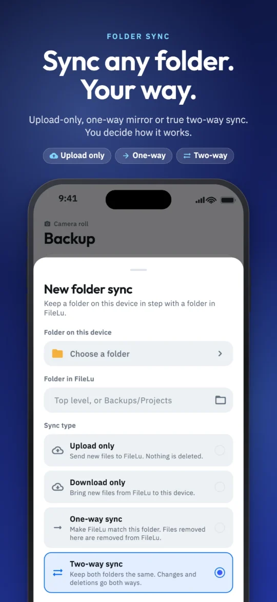 Sync any folder, your way