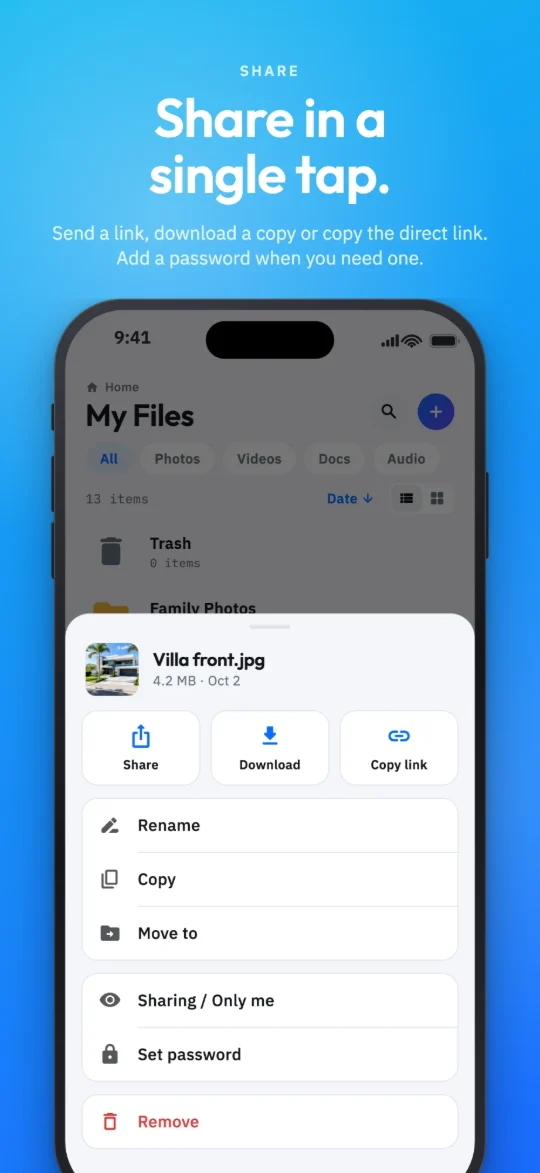 Share in a single tap