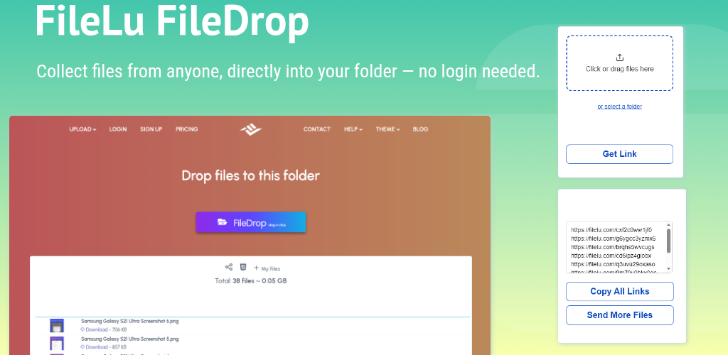 FileLu FileDrop Upload Feature